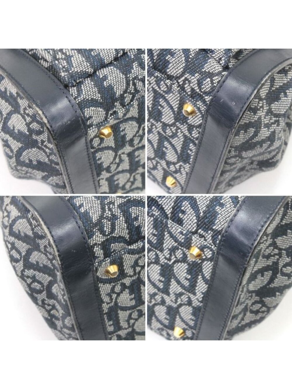 Dior Handbag Trotter Canvas Leather Vintage BO B Navy - Picture 4 of 10